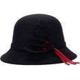 thumbnail image 5 of CoCopeaunts Women Bucket Hat Autumn Winter Warm Basin Hat Flower Wide Brim Wool Felt Caps Solid Color Ladies Grace Bucket Cap, 5 of 8