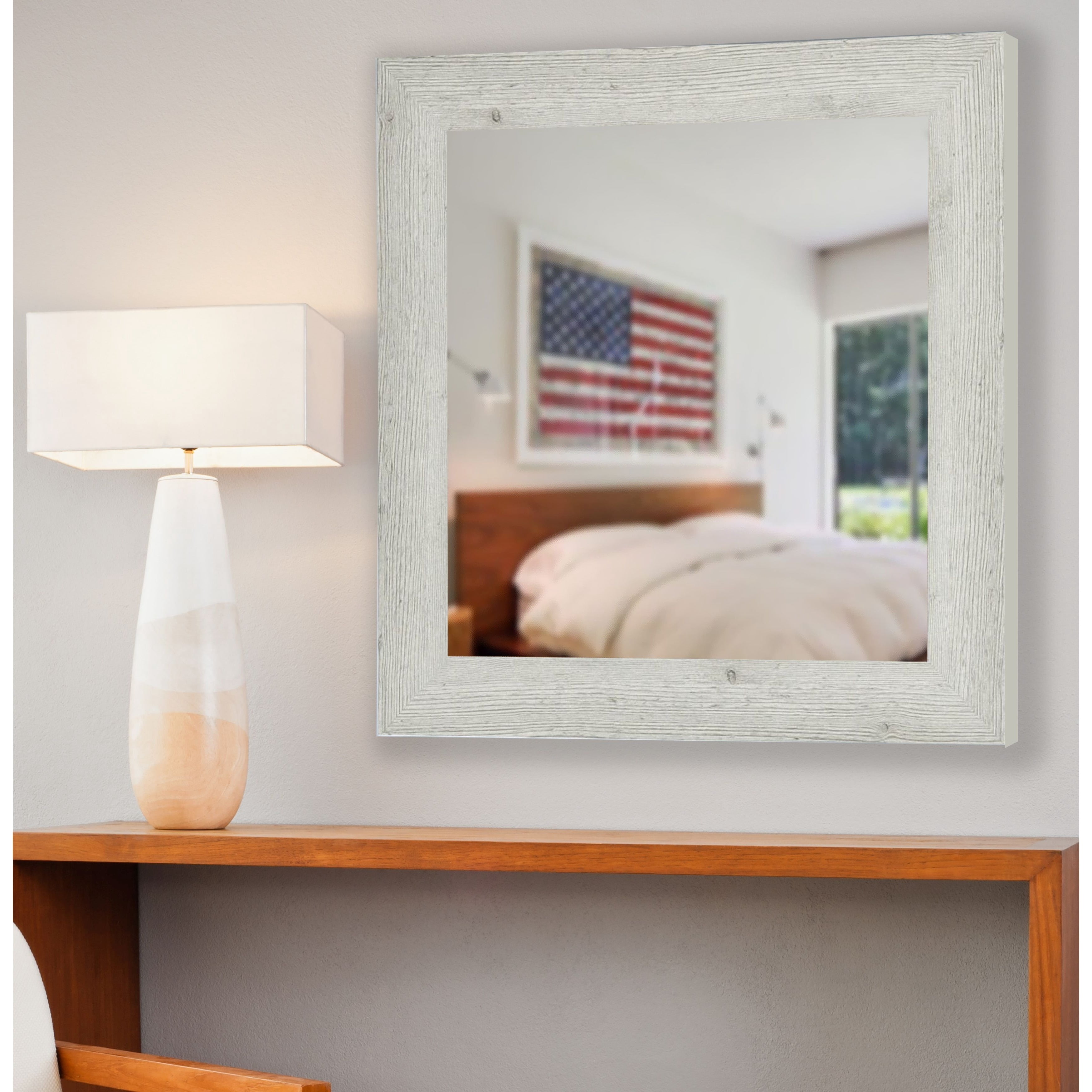 Rayne Mirrors Ava White Washed Antique Mirror - (17.5X17.5 Inches)