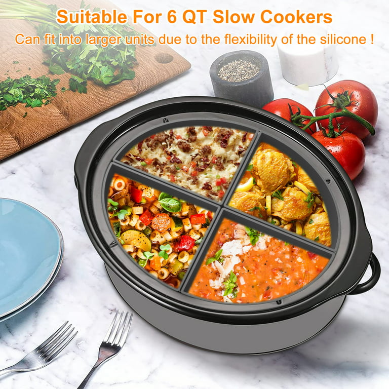 Austok 4Pcs Silicone Slow Cooker Liner fit 6 QT Pot, Reusable Slow Cooker  Divider Liner, Leakproof Cooking Liner Dishwasher Safe