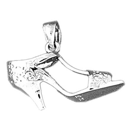 18K White Gold 3D High Heel Pendant - 19 mm