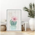 thumbnail image 3 of IDEA4WALL Framed Canvas Art Wall Decor Green Cactus with Pink Flower with Wood Panel Botanical Plants Illustrations Modern Art Decorative Elements for Dorm Home Office - 16"x24", 3 of 4