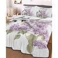 thumbnail image 3 of Quilts King Size, Bird Flowers Soft Comforter Bedding Set for Bed, Purple Lavender Pastoral Pastel Watercolor Lightweight Quilted Bedspread with Pillow Cover(2 Pieces) for All Season, 96x106 Inch, 3 of 6