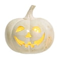 thumbnail image 2 of LOWLHOME Classic Smiling Face Pumpkin Lights, Halloween LED Light Up Pumpkin Decor, Holiday Party & Seasonal Accent, White, 1 Count, 7.6*7.2 in, 2 of 5