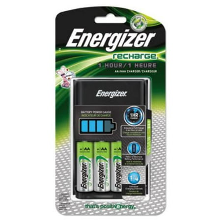 Energizer CH1HRWB-4 Recharge 1 Hour Charger, Aa Or Aaa Nimh Batteries, 3 Per