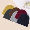 thumbnail image 4 of Waroomhouse Winter Unisex Knitted Hat Stretchy Folded Brim Thickened Solid Color Ear Protection Warm Daily Wear Cap Outdoor Skiing Skating Headwear, 4 of 8