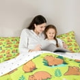 thumbnail image 4 of Castle Fairy Kids Children Cartoon Capybara Bedding Comforter Set 7pcs,Green Brown Queen Bedding Sets Super Cozy,Kawaii Animal Queen Sheet Sets,Luxury Bedroom Decor,Reversible, 4 of 8