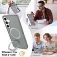 thumbnail image 3 of Asuwish Phone Case for Samsung Galaxy S25 FE 5G Tempered Glass Screen Protector Magnetic Folding Stand Frosted Translucent Rugged Shockproof Protective Cell Cover S 25 EF AI S25FE 25S Women Men Grey, 3 of 6