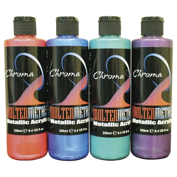 Chroma Molten Metals Metallic Acrylic 4-Color Bright Set