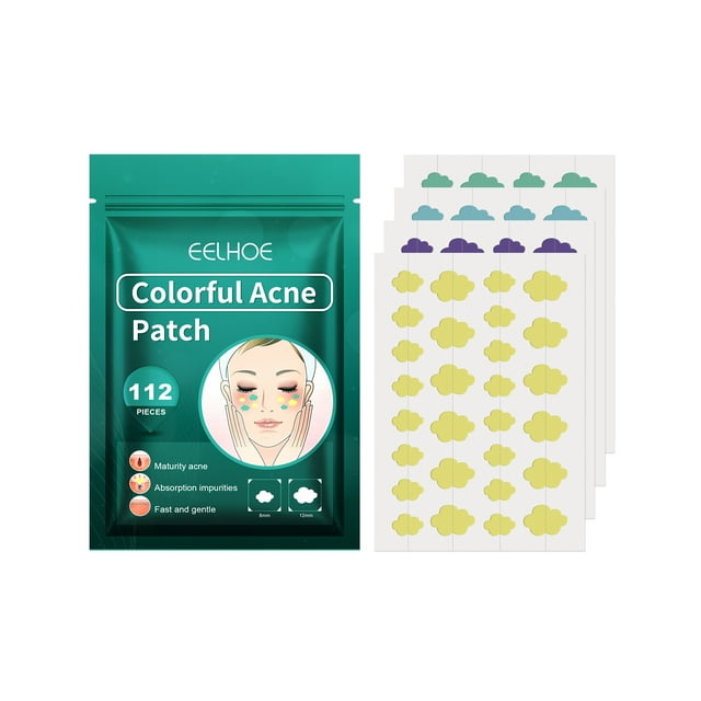Parche de acné EELHOE 144 parches coloridos para el acné, pegatinas para eliminar el acné, herramienta para eliminar espinillas, cuidado de la piel facial para uso diurno y nocturno