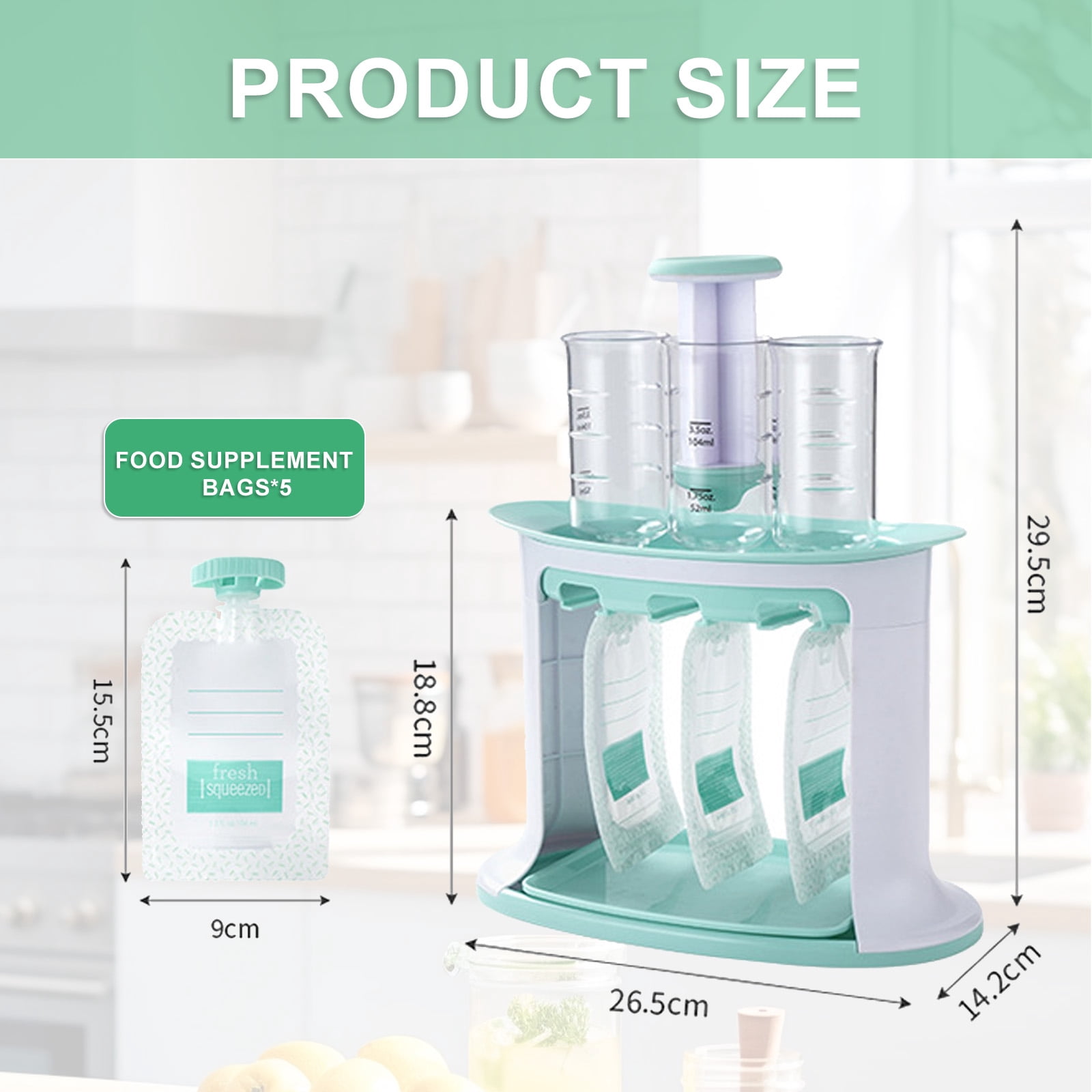 Squeeze Station, Baby Food Maker & Pouch Filler with 5 Portable Bags, Reusable Fruit Puree Pouch Filling Maker, BPA-Free, Dishwasher Safe - Homemade Baby Food Essential