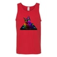 thumbnail image 2 of Neon Retro Rainbow DJ MC Hip Hop Cat | Mens Cat Lover Graphic Tank Top, Red, Small, 2 of 4