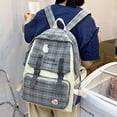 thumbnail image 4 of 5pcs/set Woman Backpack Fashion Cute Plaid School Bags for Vacations (Pink), 4 of 10
