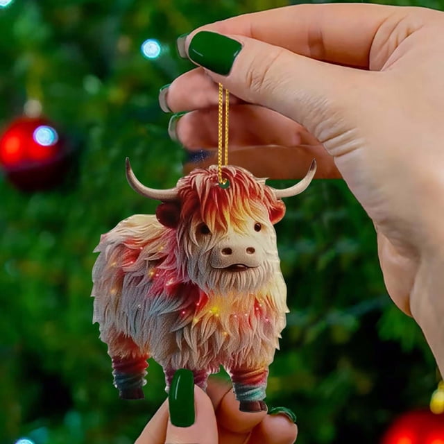 Cattle Christmas Tree Hanging Ornament Colorful Acrylic Festive Holiday Decorations For Your Home