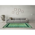 thumbnail image 3 of Ahgly Company Indoor Round Abstract Turquoise Blue Contemporary Area Rugs, 6' Round, 3 of 4
