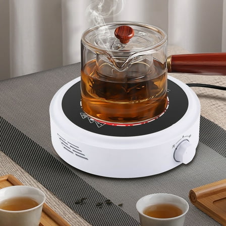 700W Electric Mini Stove with Dual-Gear Control 110V Portable Hot Plate for Tea/Coffee (White)
