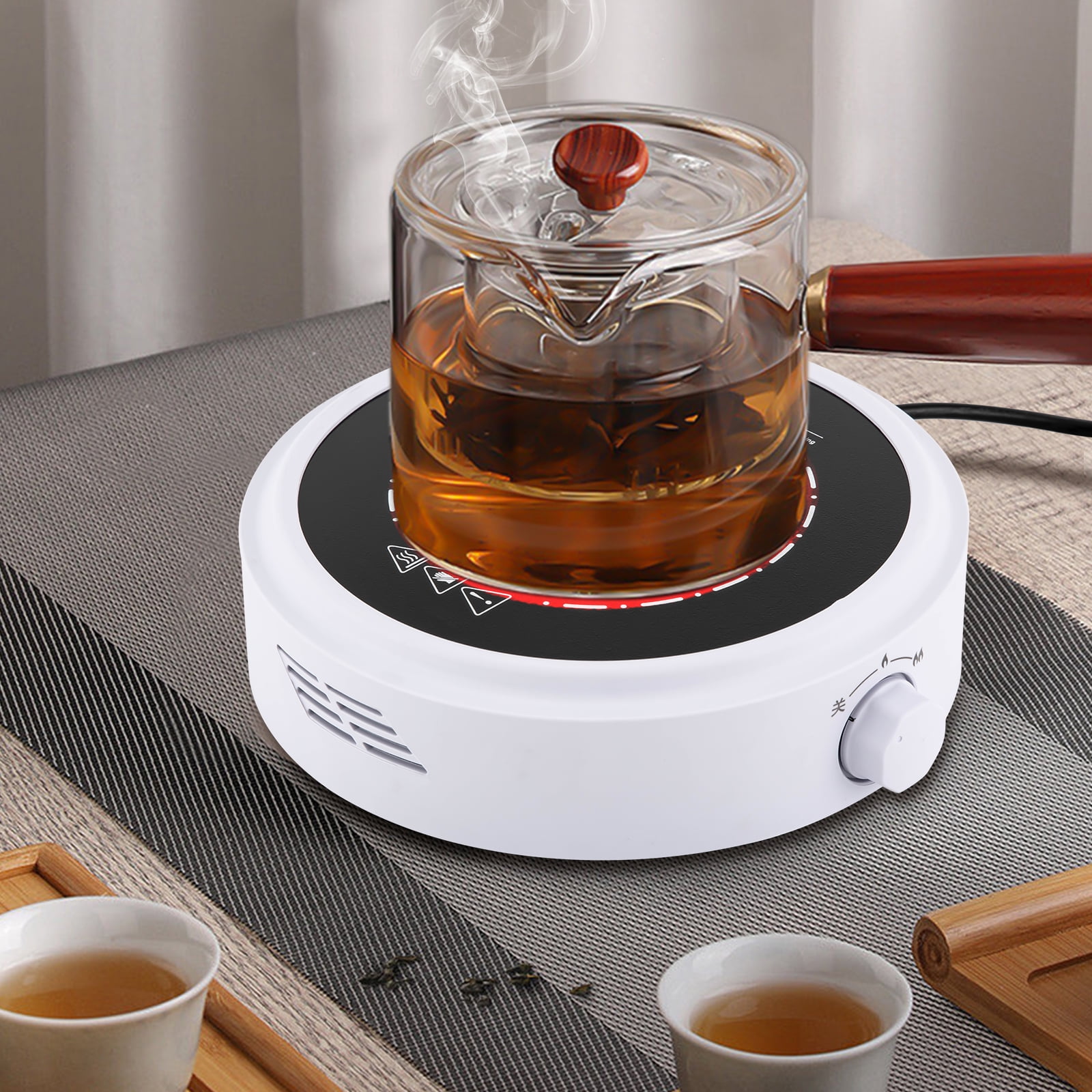 Electric Mini Stove Portable Hot Plate 700W 110V Electric Stove for Boiling Water, Making Tea and Coffee (White)