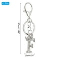 thumbnail image 2 of Uxcell Initial Letter Keychain, 2 Pcs Letter F Crown Design Charm with Crystal Diamonds Decorative Alphabet Pendants for Bag Backpack DIY Craft, Silver Tone, 2 of 6