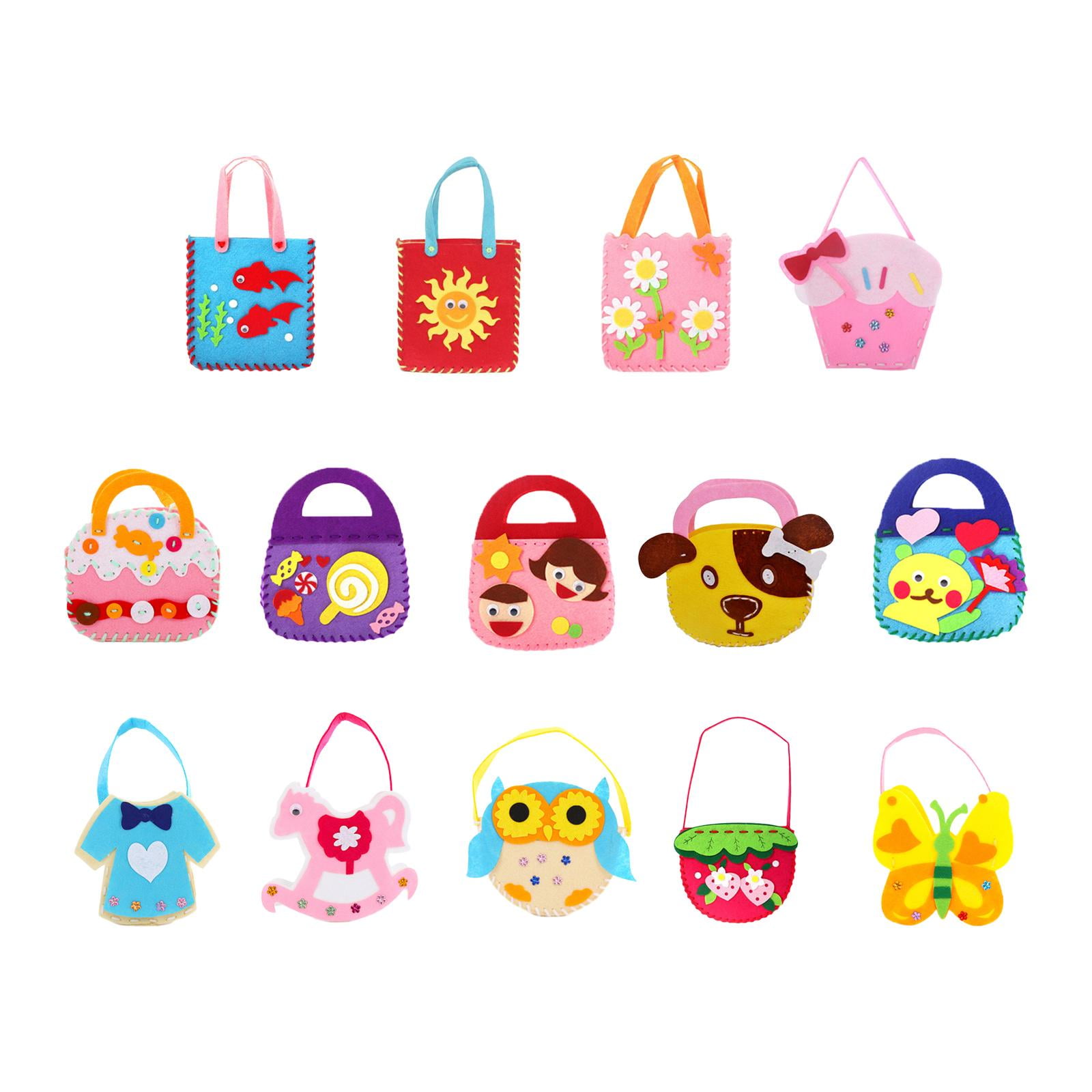 FVDPWYE 14 Pieces Handbags Kids Sewing Kit Cartoon Complete Set Toddlers Arts and Crafts