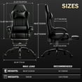 thumbnail image 4 of BSTYJQXH Ergonomic Reclining PU Leather Gaming Chair with Footrest, Black, 4 of 7