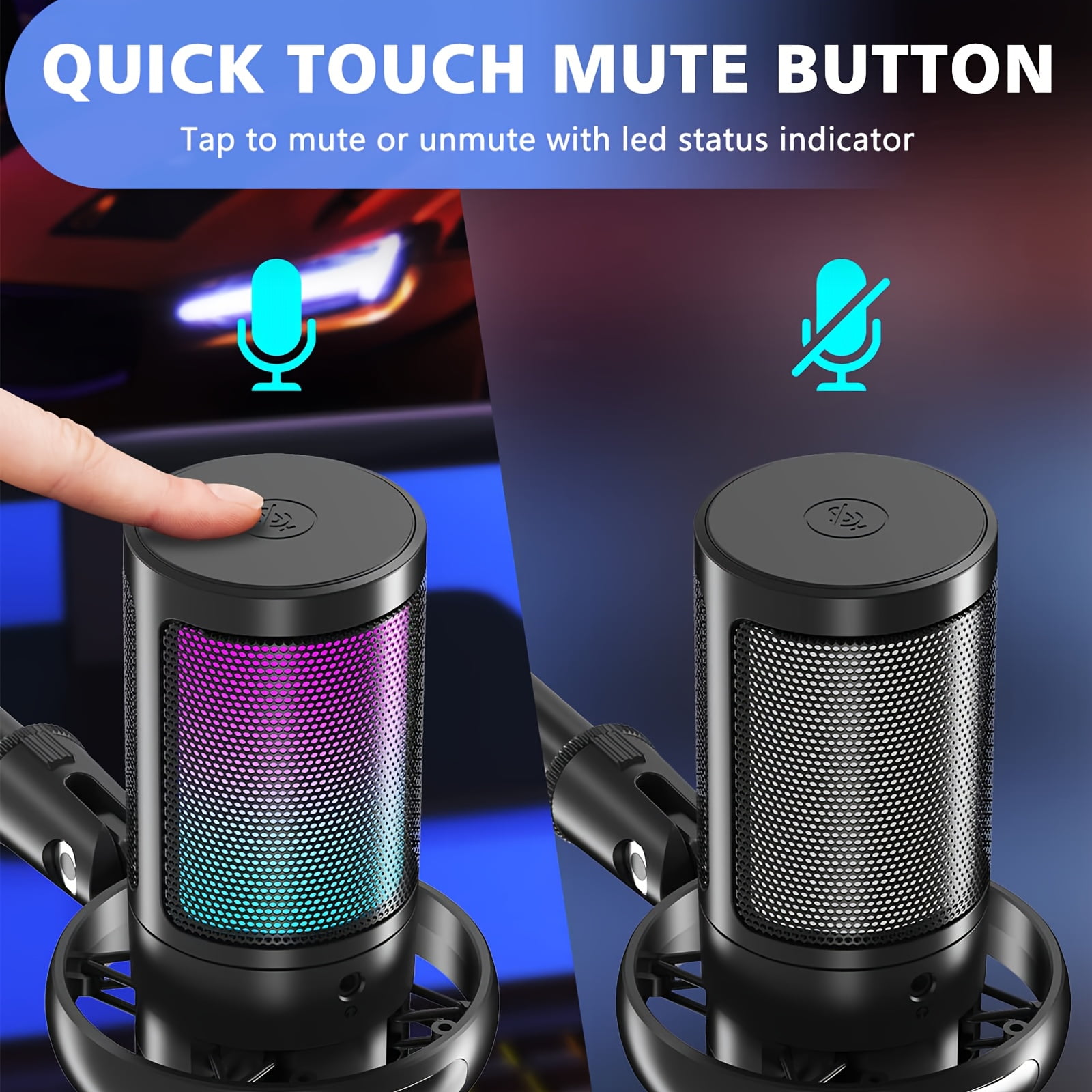USB Microphone for Gaming on PC And PS4/5, Featuring a Condenser Mic with Instant Mute, RGB Light, Tripod Stand, Pop Filter, Shock Mount, And Gain Control, Ideal for Podcasts, Videos, And Streaming