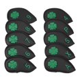 thumbnail image 1 of 10 PCS Golf Club Head Covers Four Leaf Clover Pattern PU Waterproof Delicate Golf Iron Covers Set for Most Clubs Black, 1 of 4