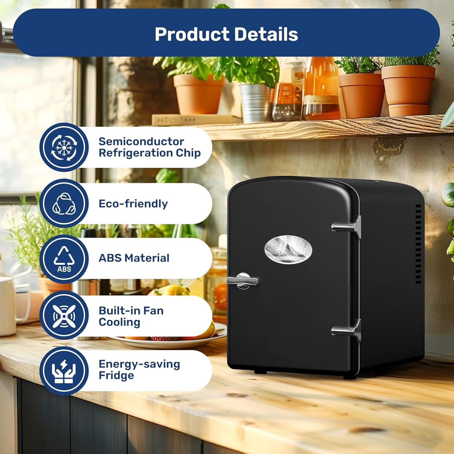 YSSOA Mini Fridge, 9 Can Portable Cooler and Warmer Personal Refrigerator for Skin Care, Cosmetics, Beverage, Food, Great for Home, Car, Dorm, 6L with Widow, Black