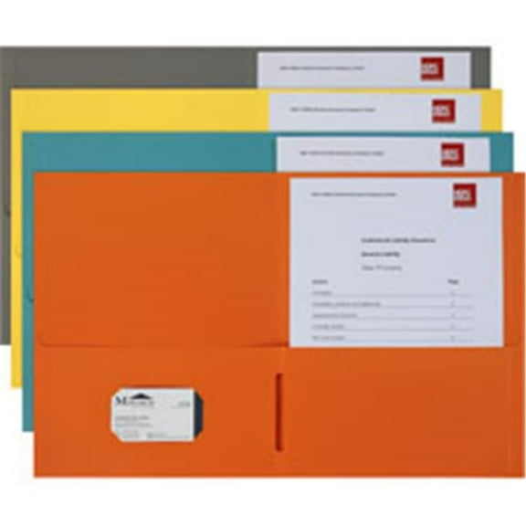 Business Source  125-Sheet Capacity Double Pocket Portfolio - Yellow