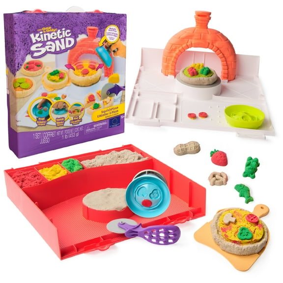 Kinetic Sand, SquishPizza Activity Playset with 1lb Play Sand & 5 Tools