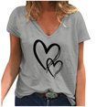 thumbnail image 2 of Hauts d'Été Grande Taille pour Femmes, T-Shirt Décontracté Mode Décontractée pour Femmes, T-Shirt à Manches Courtes Imprimé Col en V, T-Shirt Col en V pour Femmes en Liquidation, 2 of 3