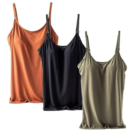 

Spdoo Maternity Nursing Tank Tops for Breastfeeding Womens Nursing Maternity Cami Built in Bra Sleep Bra Pack of 3