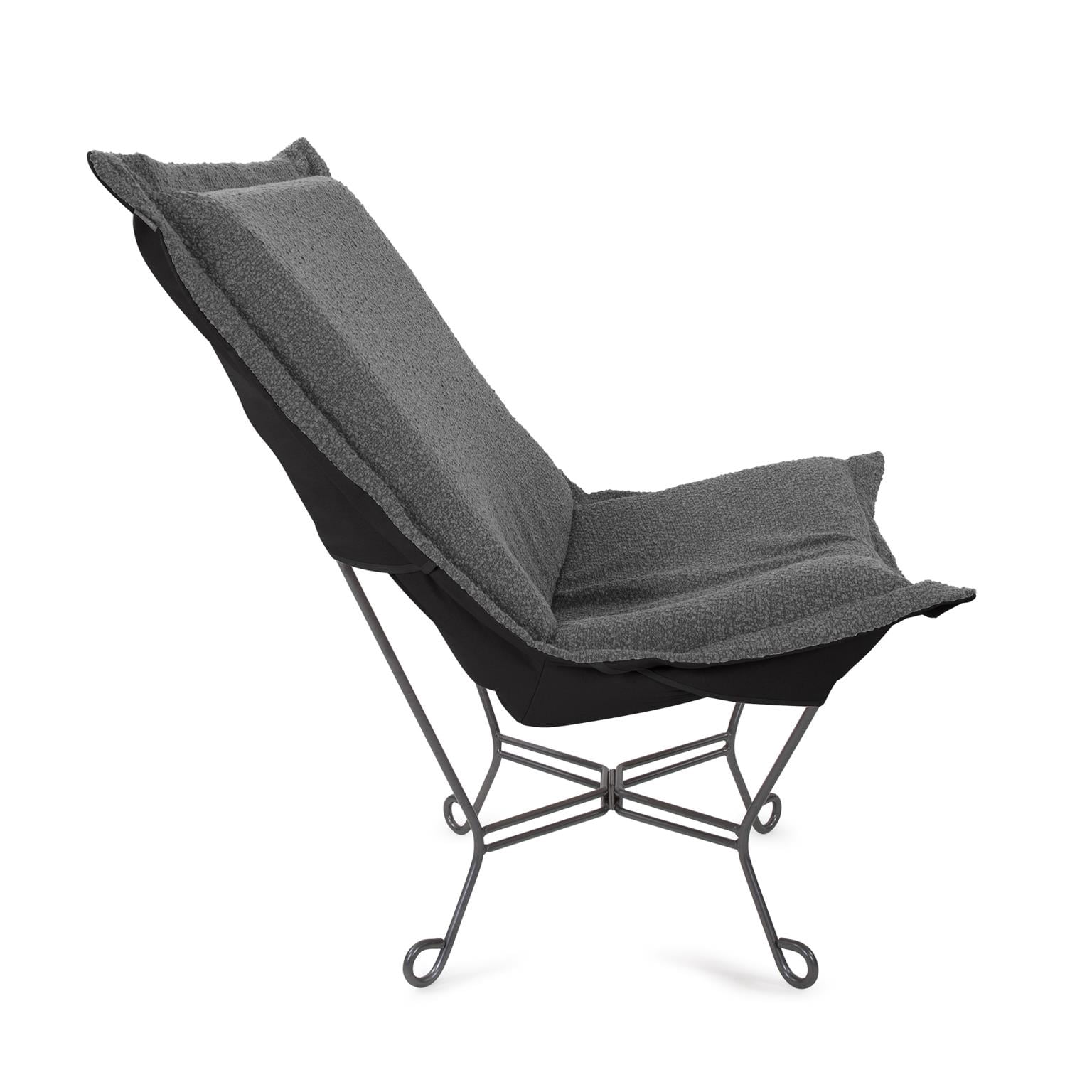 Scroll Puff Chair Titanium- Barbet Charcoal/Black