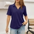 thumbnail image 5 of Women'S Short Sleeve Polo Shirts Collared V Neck Business Casual Dressy Blouses,Navy Xl, 5 of 6