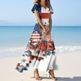 thumbnail image 3 of Wutalume Summer Dresses Patriotic Print - V-Neck Short Sleeve Colorful Sundress for 4th July Parade, Womens Summer Dresses ,Navy L, 3 of 6