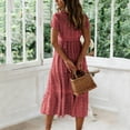 thumbnail image 5 of MYAOYI Dresses for Women Square Neck Short Sleeve Midi Dress Ditsy Floral Tiered Flowy Summer Casual Dress, 5 of 7