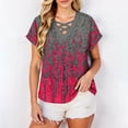 thumbnail image 5 of YUGYXL Shirts for Women Short Sleeve Tops Gradient Criss Cross V Neck Summer Casual Travel Work Shirt Going Out Red Top XXL, 5 of 9