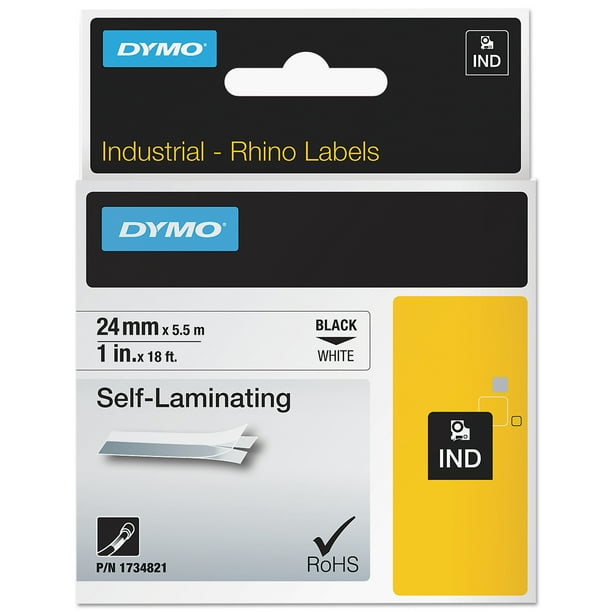 DYMO Industrial SelfLaminating Labels, 1" x 18 ft, White