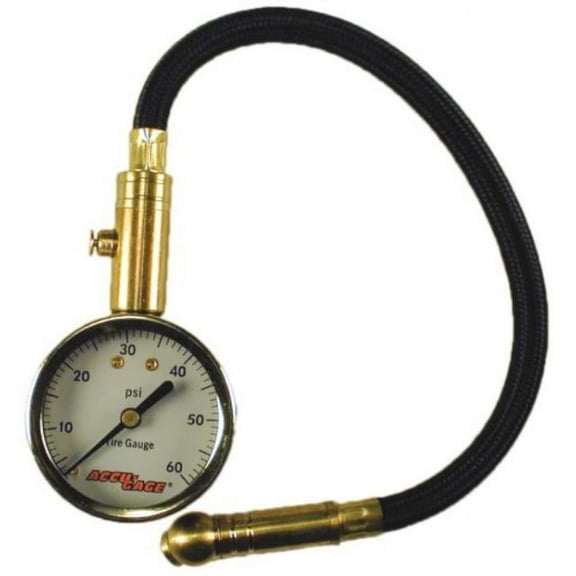 accu-gage h60xa (5-60 psi) swivel angle chuck dial tire pressure gauge with hose