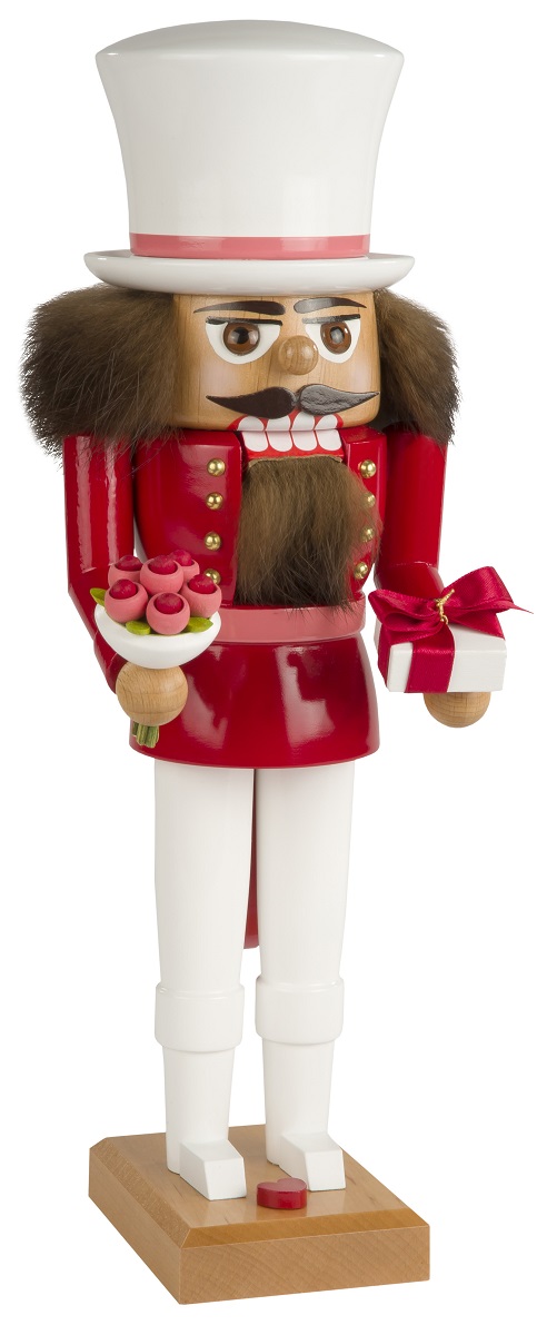 KWO Gentleman with Flower and Present German Wood Christmas Nutcracker