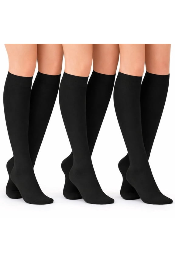 Women's Knee High Socks Trouser Socks, Stretchy Soft Thin Material (Black - 6 Pairs, Socks Size 9-11, Fit Women's Shoe Size 4-10.5)