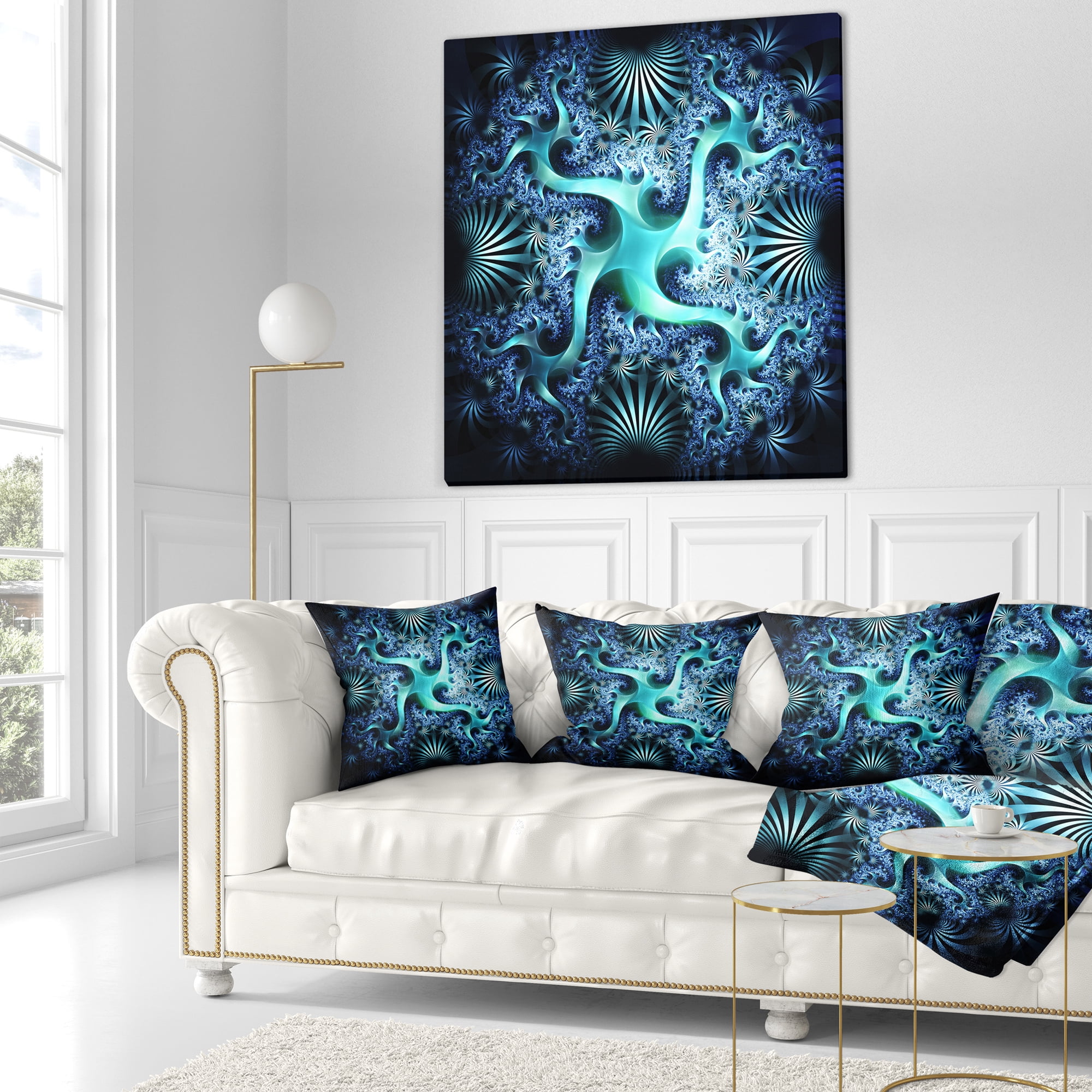 Designart 16" x 16" Blue Polyester Throw Pillow