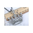 thumbnail image 3 of Antique Inspired Silver Tone Clear Crystal Rhinestone Crown Pendant Necklace, 3 of 6