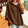 thumbnail image 2 of BVnarty Women Oversized 3/4 Sleeve Pullover Hooded Tunic Jacket, High Low Hem Loose Outerwear for Backyard Relax Time Brown XL, 2 of 7