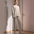 thumbnail image 2 of Women'S Autumn Winter Knit Sweater Set Set Thichen Warm Sweater Elastic Trousers White M, 2 of 3