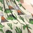 thumbnail image 3 of Beige Cartoon Dinosaurs Volcanoes Cacti Pattern Blanket,Comfortable Soft Flannel Throw Blanket,All Season,Warm Lightweight Blankets for Sofa Bed Couch Living Room Chair,30"x40", 3 of 4