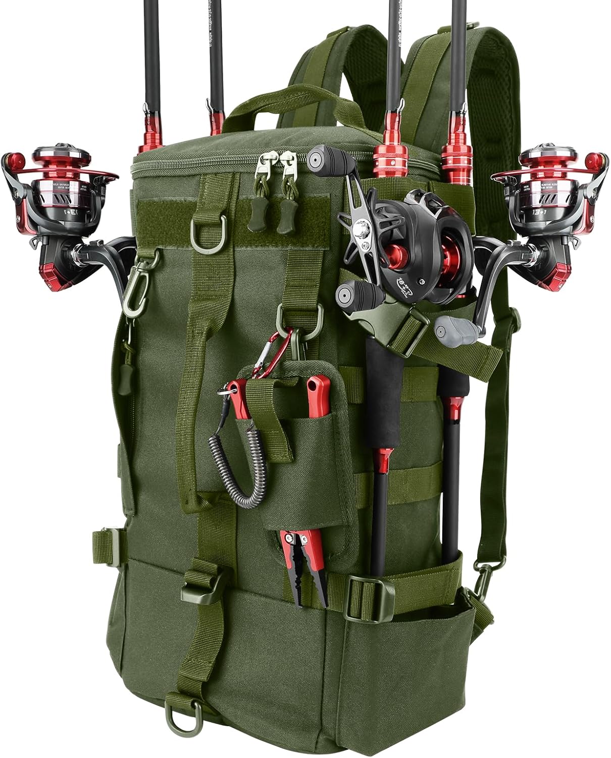 Fishing Backpack with Rod Holder, Water-Resistant Fishing Tackle Backpack, Hiking backpack, Bag Sling Tackle Storage Backpack, Lightweight Fishing Gear Bag for Hiking, Camping, Kayak, Outdoor Trip