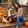 thumbnail image 6 of sruoe Halloween Porch Goose Outfit, 23in Yard Goose Clothes, Lawn Goose Costume, Patio Goose Dress Tulle Skirt With Pumpkin Pattern Hat Goose Ornament Accessory for Yard Garden Porch Party, Orange, 6 of 6