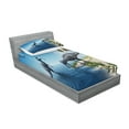 thumbnail image 2 of Ambesonne Animal Fitted Sheet & Pillow Sham Set, Wild Suchomimus Dinosaur, Twinxl, Blue Green Grey, 2 of 2