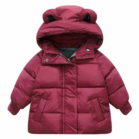

Toddler Baby Girl Boy Winter Coats Hooded Puffer Down Jacket Cute Ears Hoodie Parka Coat Long Sleeve Zipper Lightweight Windproof Outwear