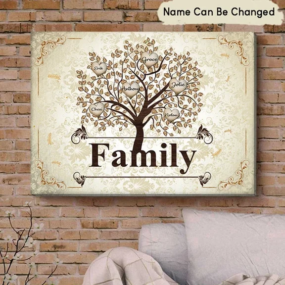 Kna Prints - Family Tree Heart Artamily Wall Art_1577 For Home Decor, Living Room, Bedroom, Office, UNFRAMED-8x12