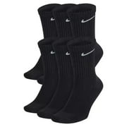 جوارب تدريب طاقم القطن المبطن من Nike Unisex كل يوم مع تقنية DRI-FIT ، أسود كبير (حزمة 6 أزواج)
